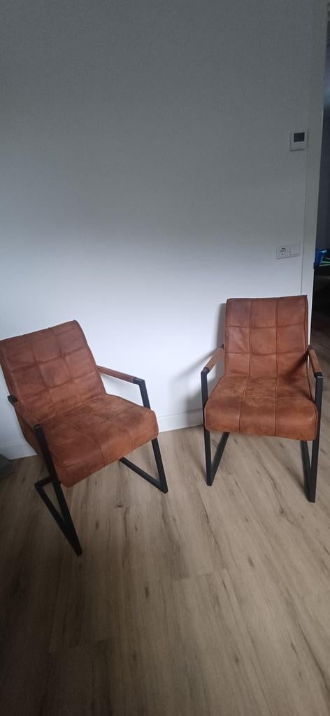 6 of 8 cognac kleur eettafel stoelen te koop., Huis en Inrichting, Stoelen, Ophalen, Zo goed als nieuw, Zwart