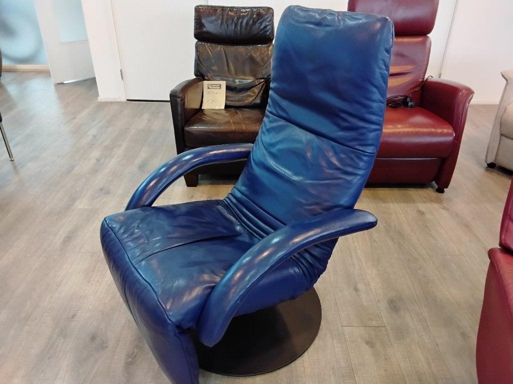 Jori relaxfauteuil, blauw. Prima staat! Second Life Wolvega, Ophalen, Gebruikt, 50 tot 75 cm, Leer