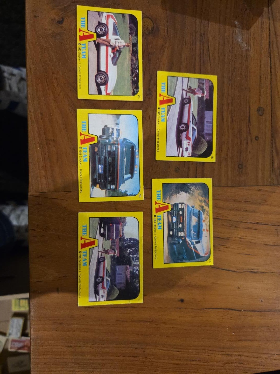 5 originele The A-Team Monty Gum kaarten 1983–vintage Mr. T, Ophalen of Verzenden, Zo goed als nieuw, Meerdere plaatjes