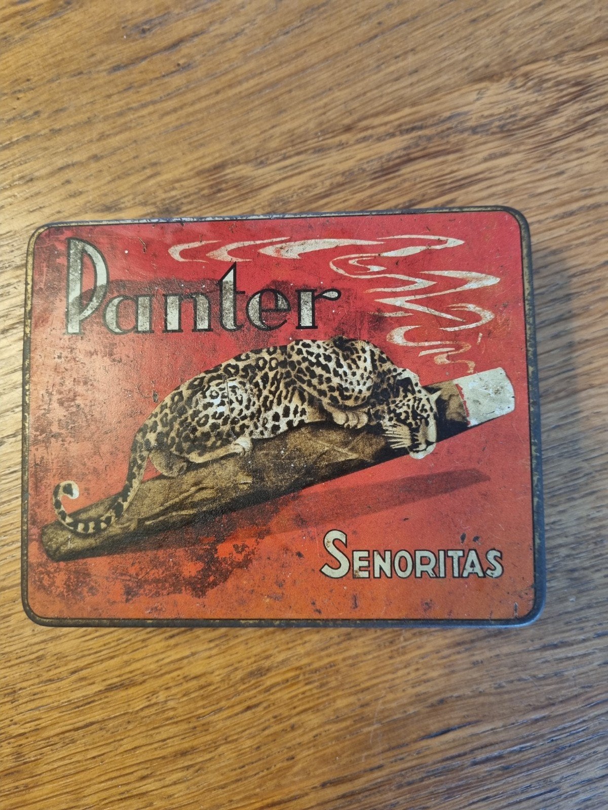 Vintage Panter Senoritas sigarenblik H. & J. v. Schuppen, Verzamelen, Ophalen of Verzenden, Gebruikt, Overige, Overige merken