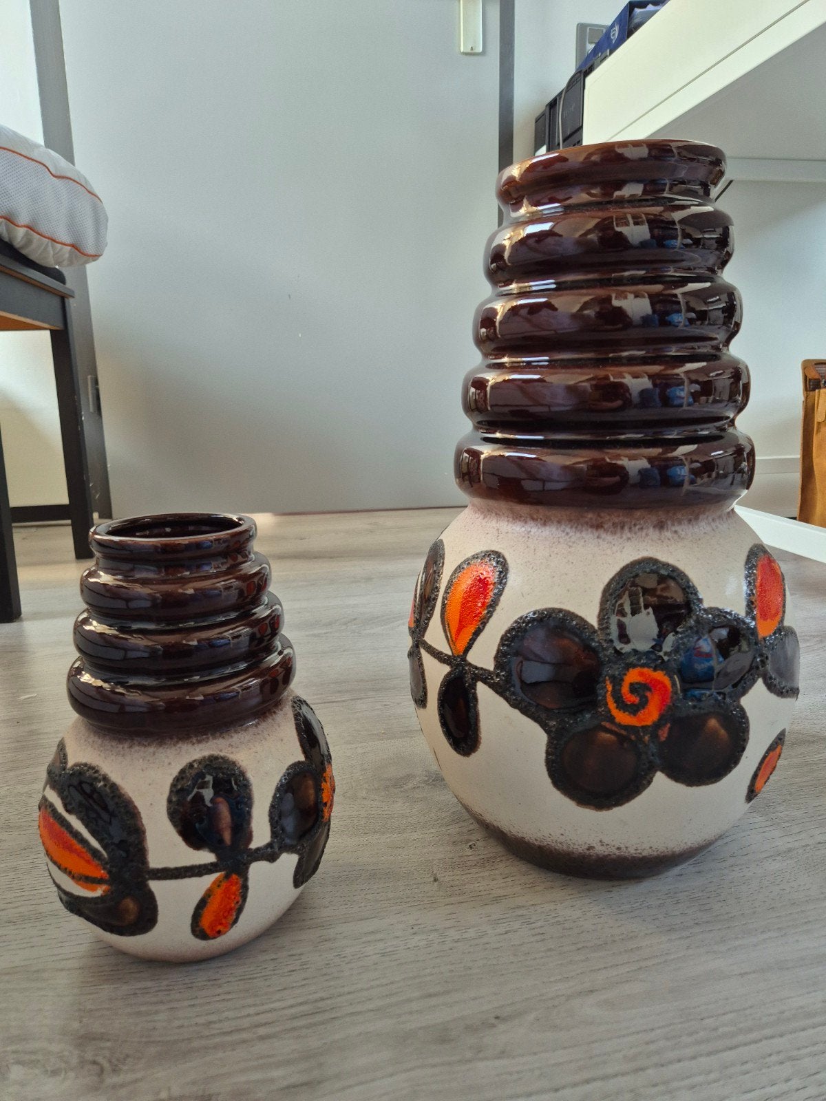 Vintage West Germany vaas set - 40 cm en 22 cm, Antiek en Kunst, Antiek | Vazen, Ophalen