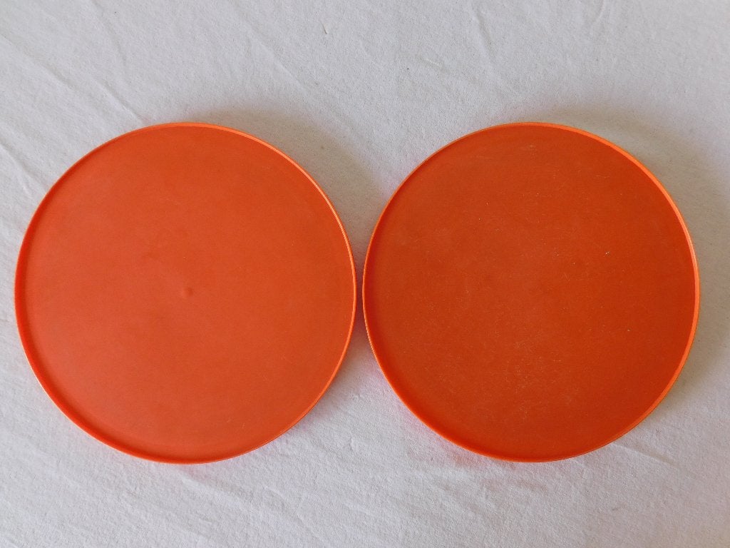 2 vintage draaiplateaus in oranje, voor bijvoorbeeld kruiden, Ophalen of Verzenden, Overige typen