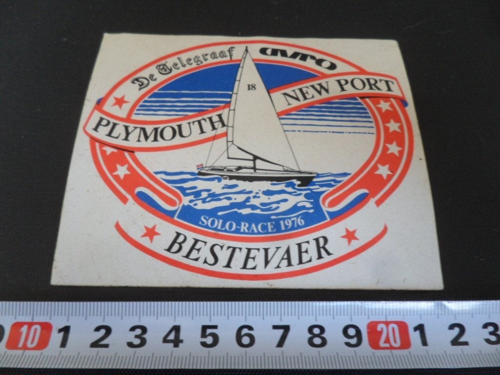 sticker plymouth new port zeilen solo race 1976 bestevaer, Verzamelen, Ophalen of Verzenden, Zo goed als nieuw