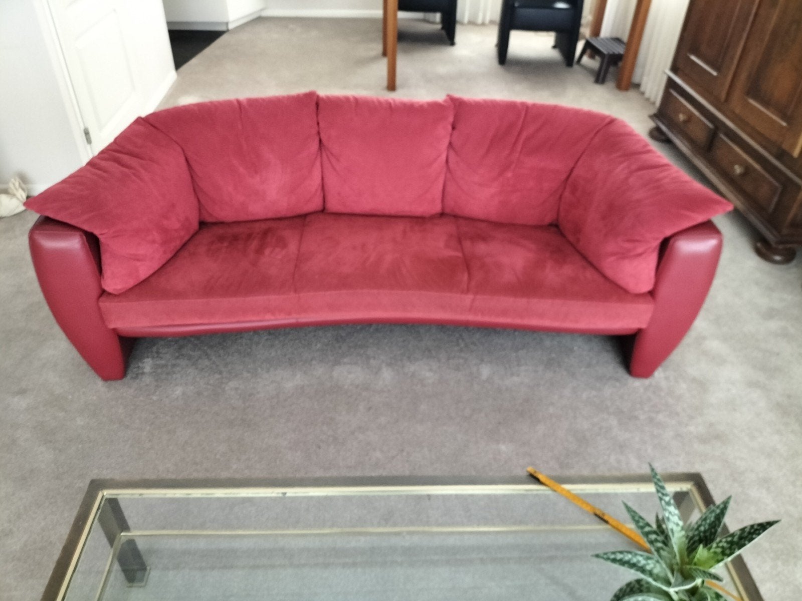 Rode designbank, Ophalen, 75 tot 100 cm, Tweepersoons, Leer