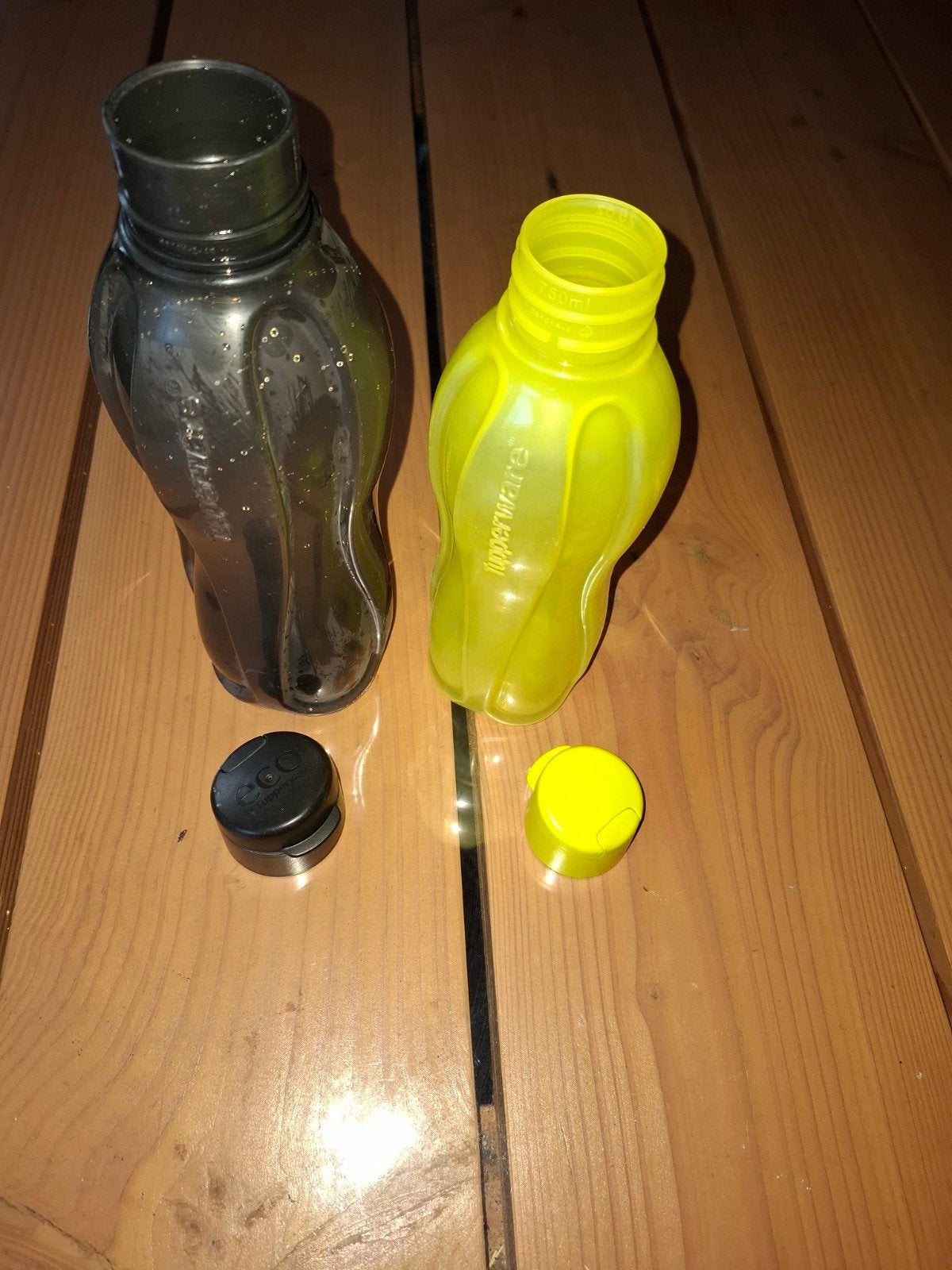 Tupperware Eco Flessen - Zwart en Geel (750ml), Gebruikt, Overige kleuren, Met deksel, Ophalen of Verzenden