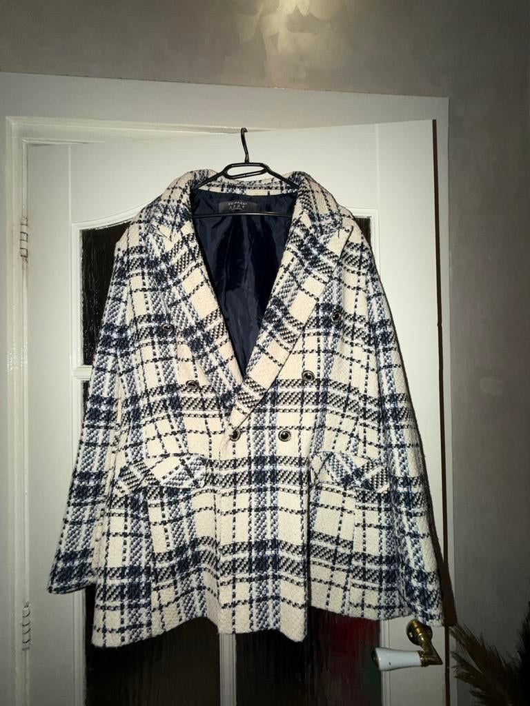 Primark Geruite Jas - Maat M, Kleding | Dames, Jassen | Winter, Ophalen of Verzenden, Zo goed als nieuw, Maat 38/40 (M), Blauw