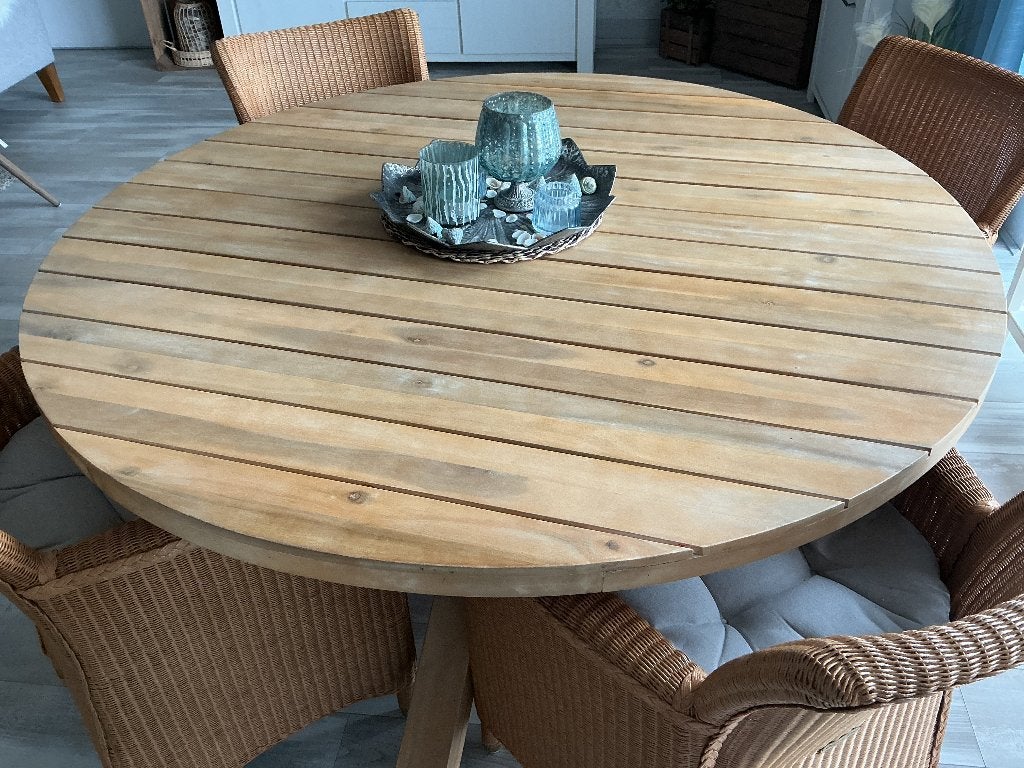 Tuintafel, Tuin en Terras, Ophalen, Gebruikt, Rond, Hout