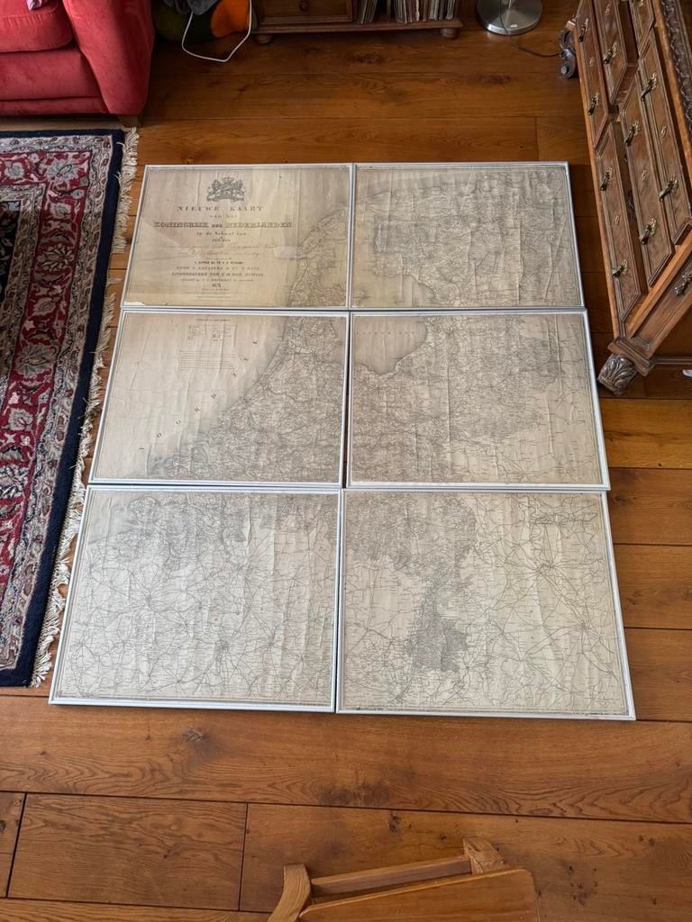 Oude zeldzame landkaart van Nederland. 148 jaar oud., Antiek en Kunst, Antiek | Klokken, Ophalen