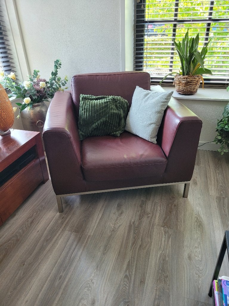 2 echt lederen stoelen, Huis en Inrichting, Stoelen, Ophalen, Gebruikt, Twee, Bruin