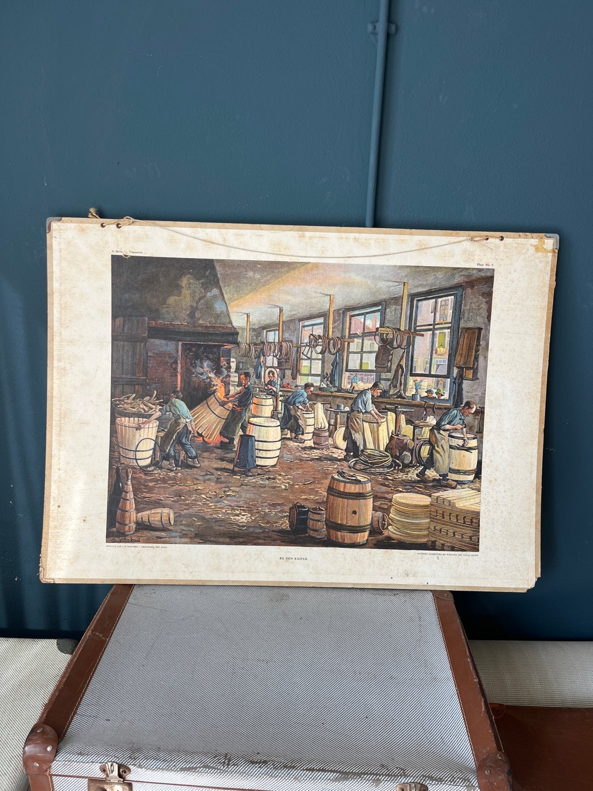 Vintage schoolplaat 'De Kuiper' - Ambachtelijk erfgoed, Antiek en Kunst, Ophalen, Overige thema's