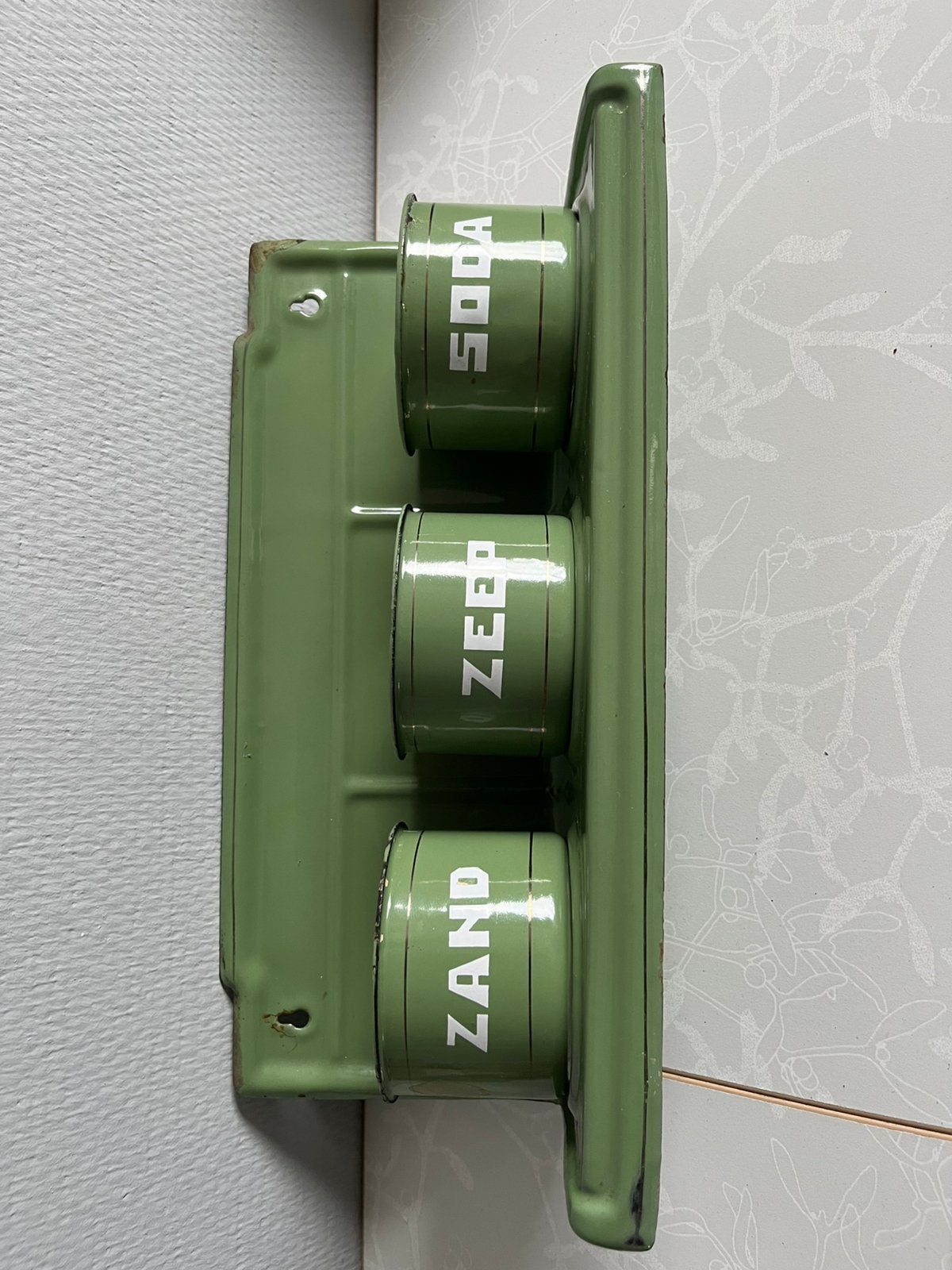 Zand zeep soda rekje met bakjes, Huis en Inrichting, Woonaccessoires | Overige, Ophalen of Verzenden, Gebruikt, Groen, Vintage