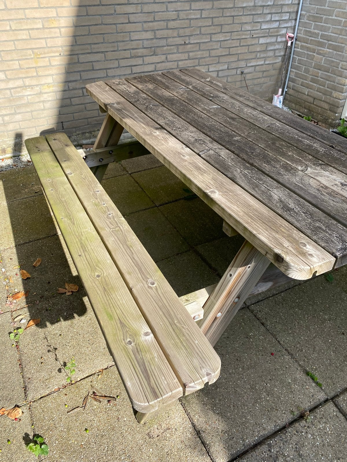 Houten picknicktafel met opklapbare bankjes, Ophalen, Gebruikt, Rechthoekig, Hout