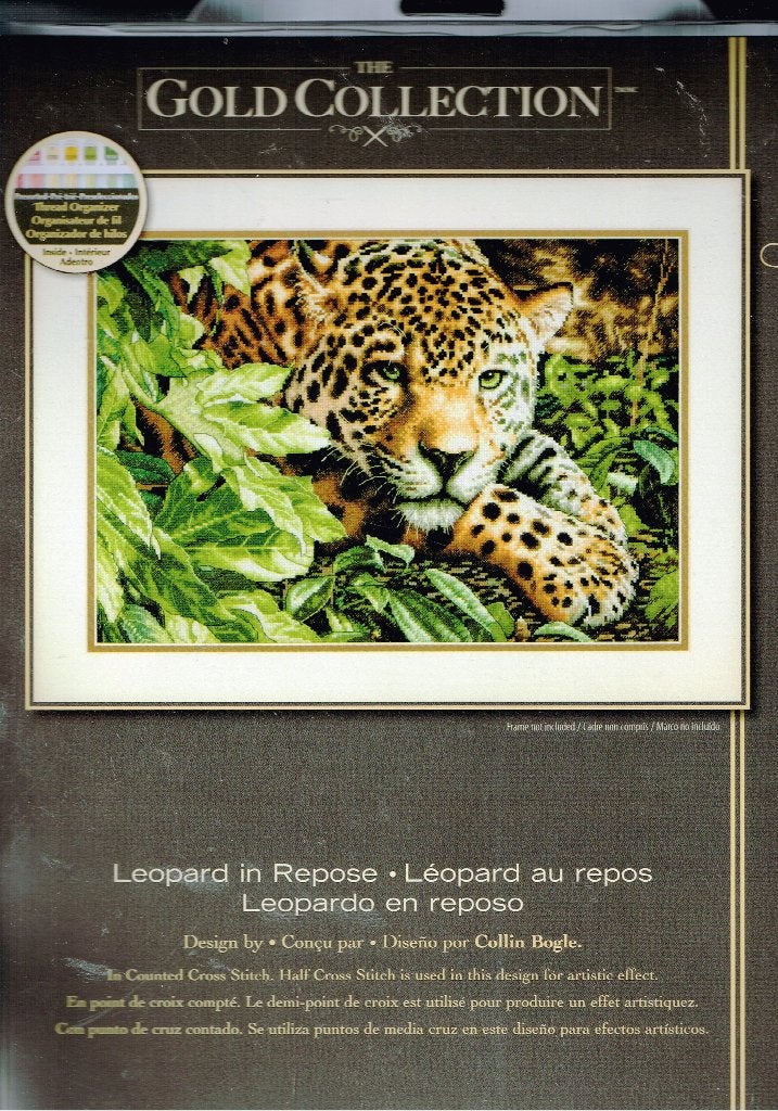 Cado AANBIEDING DIMENSIONS borduurpakket LEOPARD IN REPOSE, Ophalen of Verzenden, Nieuw, Handborduren, Borduurpakket