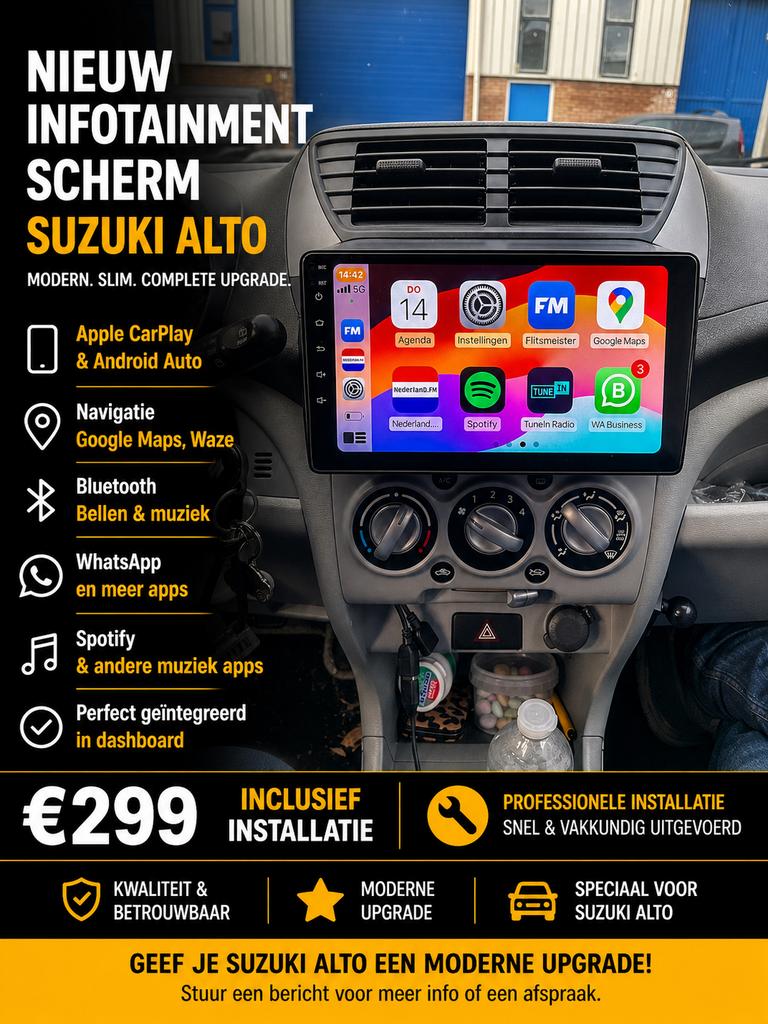 Infotainment scherm Suzuki Alto - Apple CarPlay & Android Au, Ophalen of Verzenden, Nieuw