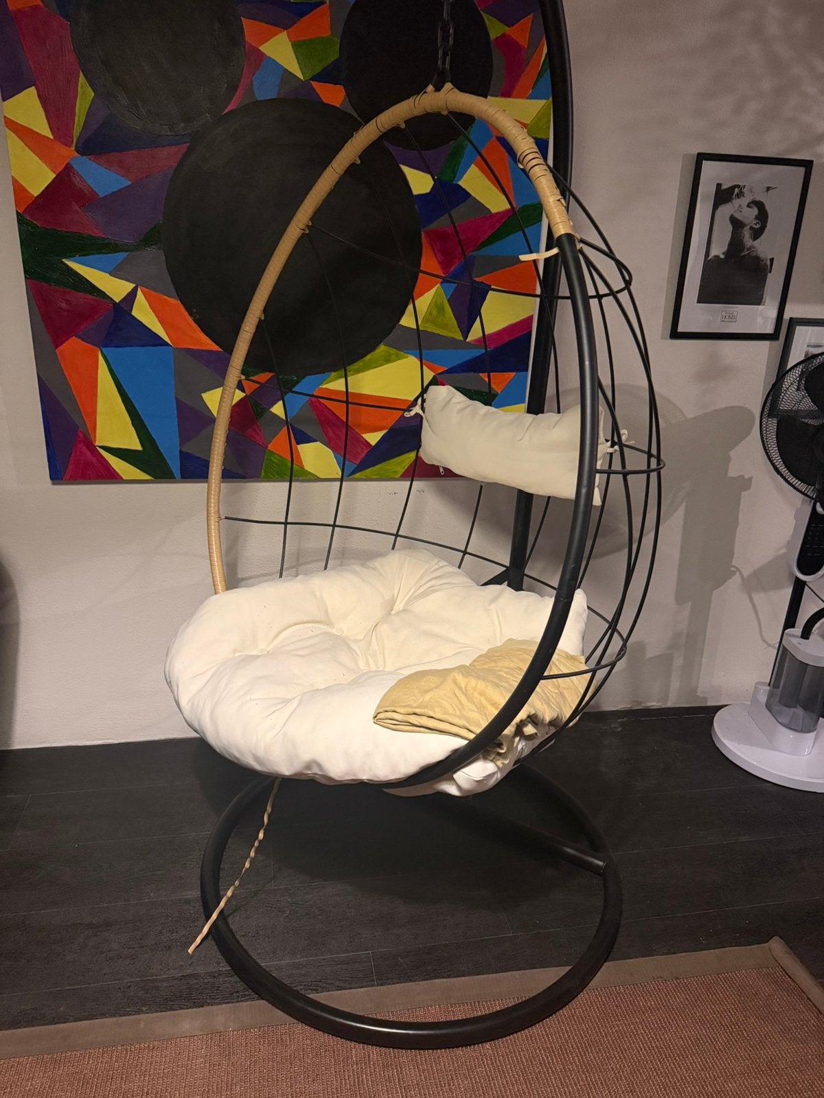 Original Hanging Egg Chair - pick up only, Zwart, Zo goed als nieuw, Metaal, Eén