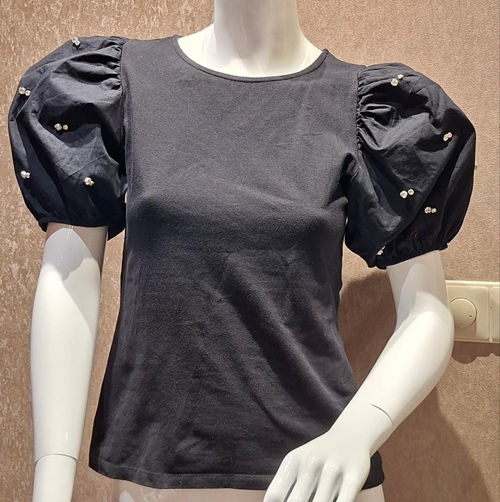 Zwart shirt met pofmouw, Kleding | Dames, T-shirts, Ophalen of Verzenden, Zo goed als nieuw, Zwart, Korte mouw
