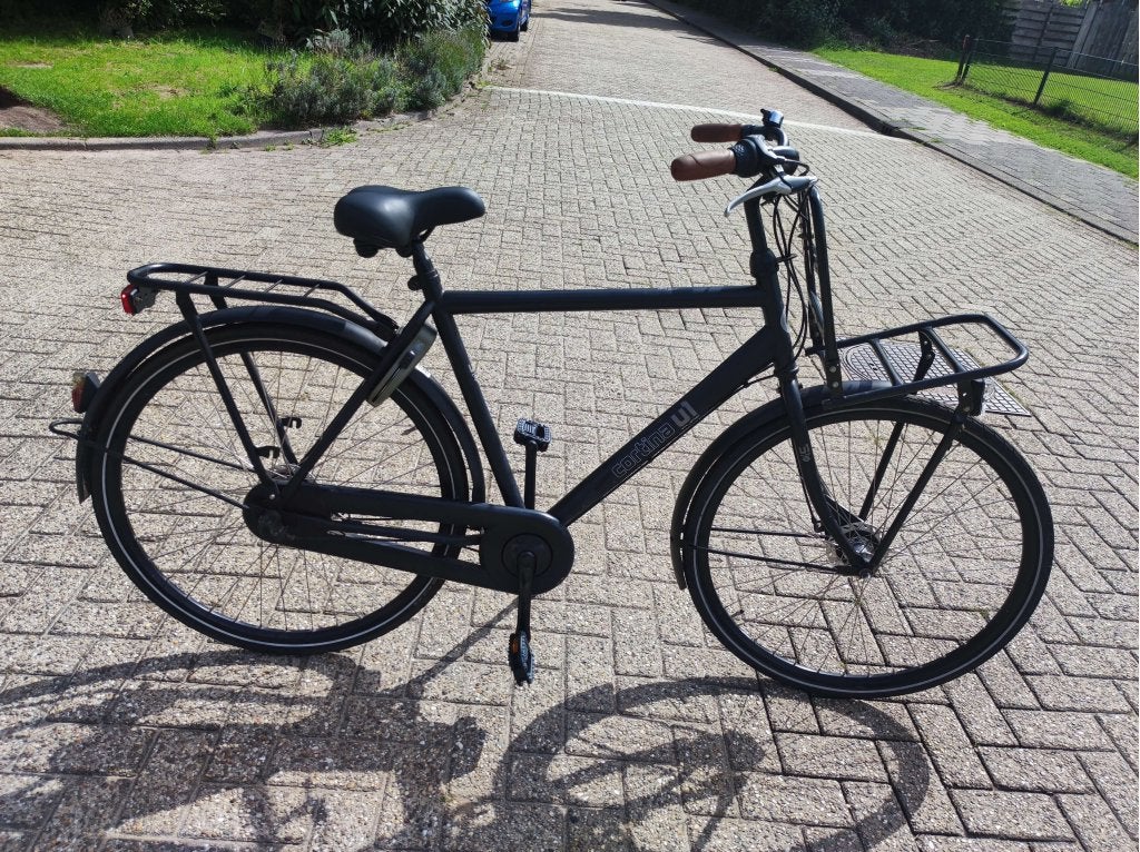 Cortina U4 heren met 3 speed matzwart 28 inch, Fietsen en Brommers, Fietsen | Heren | Herenfietsen, Gebruikt, Niet ingevuld, 57 tot 61 cm