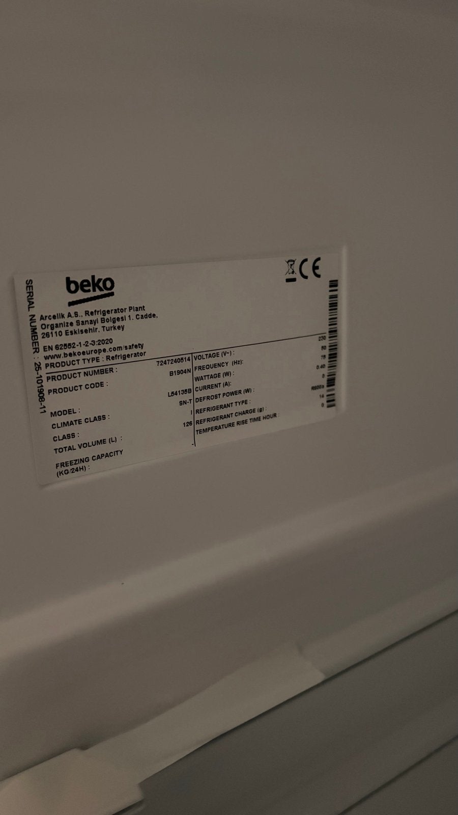 Beko Koelkast  - Zo goed als nieuw, Witgoed en Apparatuur, Zonder vriesvak, 100 tot 150 liter, Zo goed als nieuw, Energieklasse A of zuiniger
