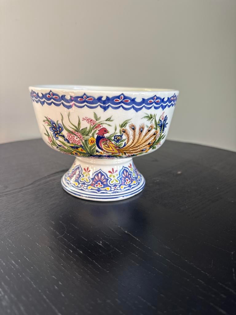 Prachtige Italiaanse keramische schaal met pauwdecor, Antiek en Kunst, Antiek | Keramiek en Aardewerk, Ophalen of Verzenden