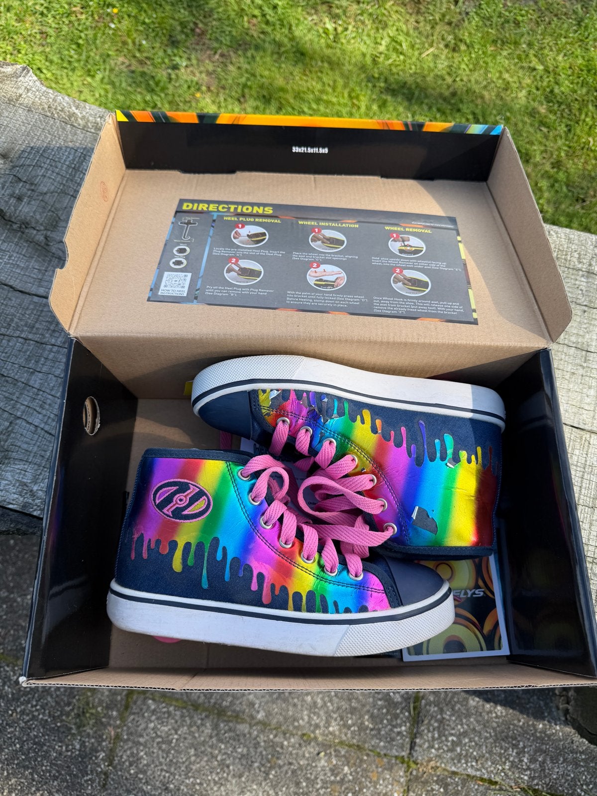 Heelys rolschoenen - Maat 34 - Regenboog design, Kinderen en Baby's, Ophalen, Gebruikt, Kinderen