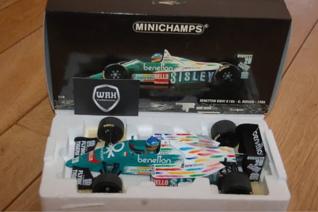 1:18 F1 BENETTON B186 GERHARD BERGER Minichamps in box WRH, Verzenden, Zo goed als nieuw, Auto, MiniChamps