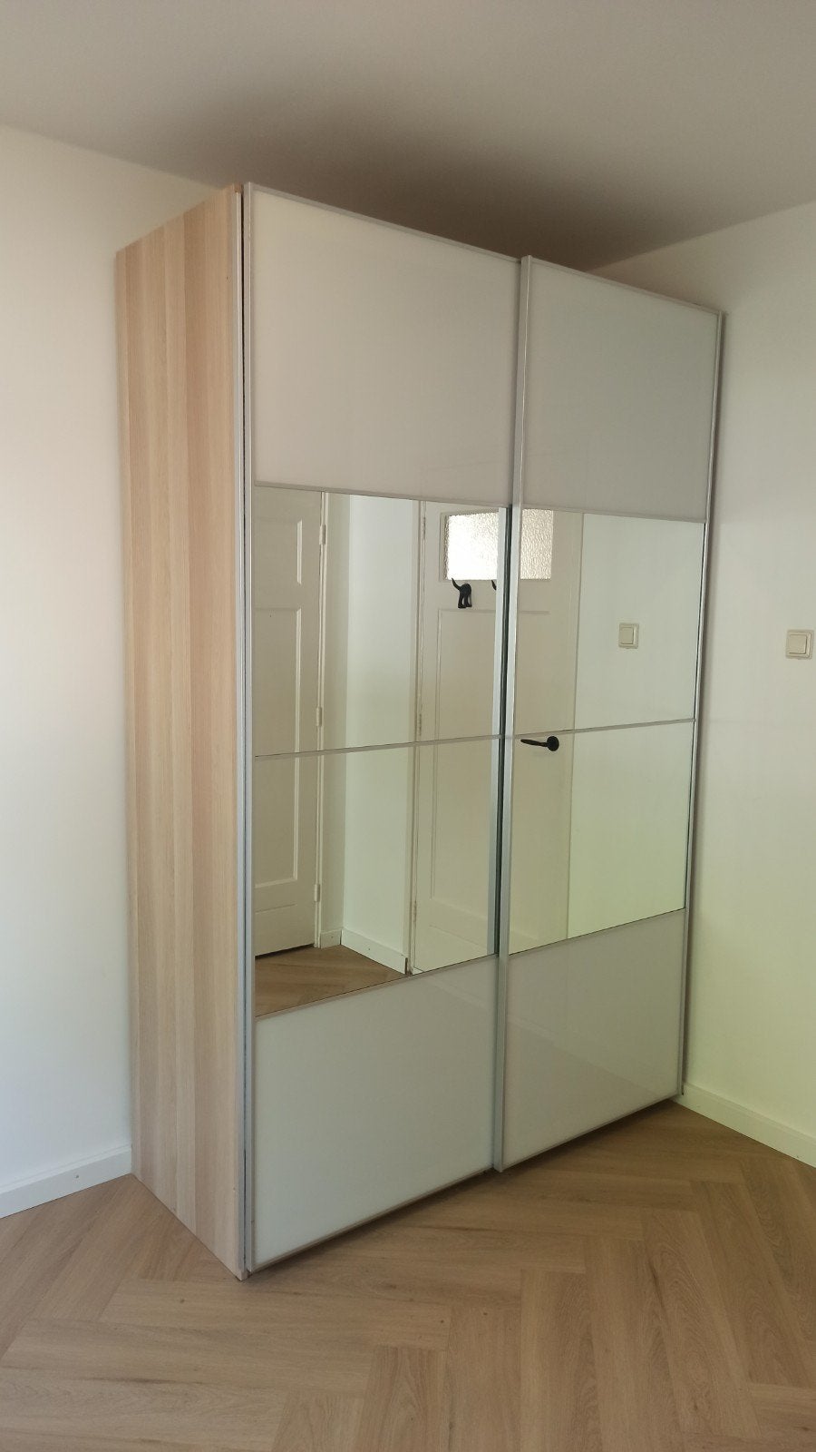 Ikea Pax kledingkast met spiegeldeuren, Ophalen, Modern en functioneel, 100 tot 150 cm, Zo goed als nieuw