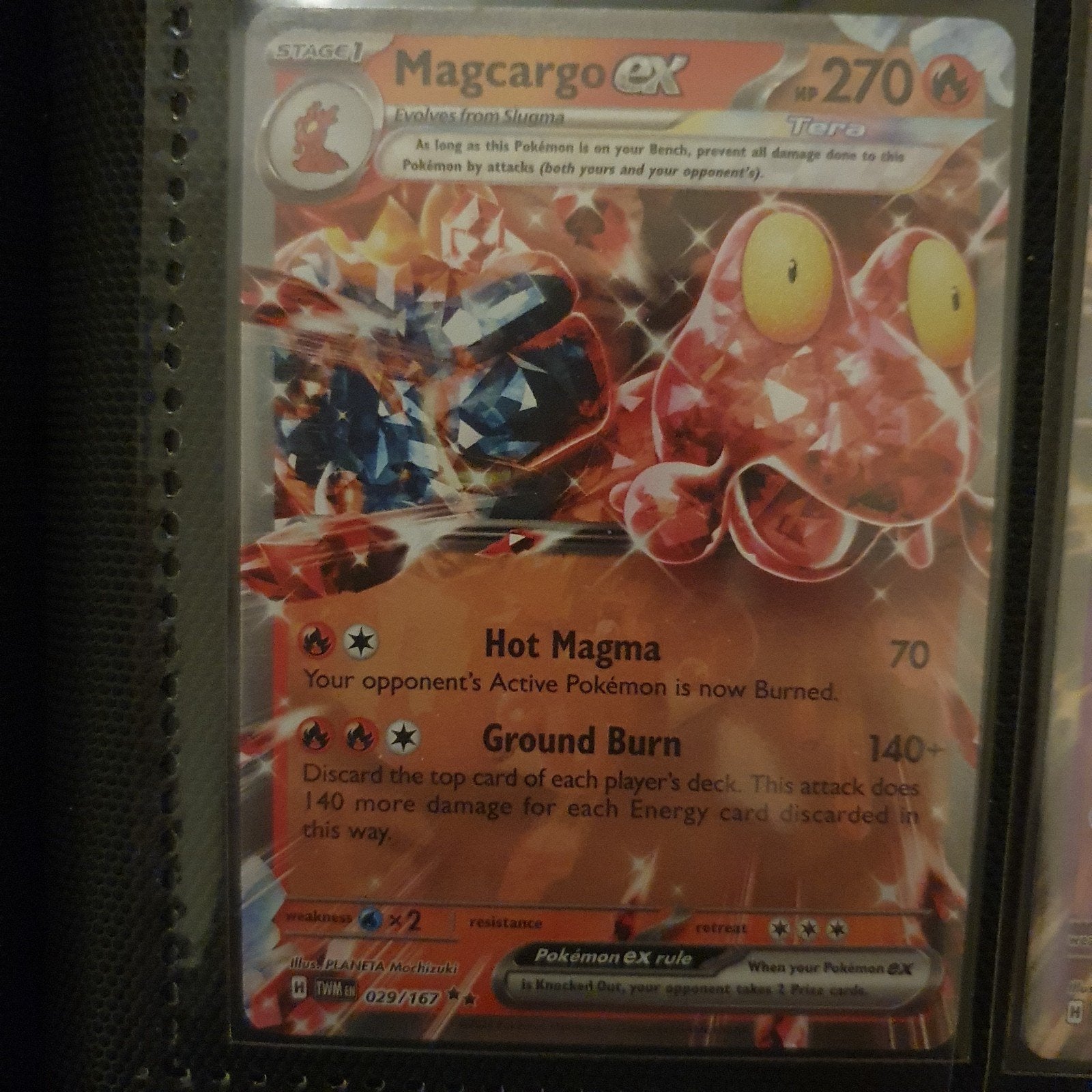 Pokemon Magcargo ex 029/167 Twilight Masquerade, Ophalen of Verzenden, Zo goed als nieuw, Losse kaart, Foil