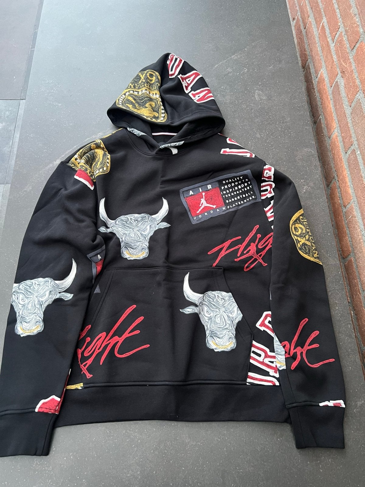 Jordan Flight Hoodie - Zwart met Bulls en Jordan details, Ophalen of Verzenden, Nieuw, Maat 48/50 (M), Zwart