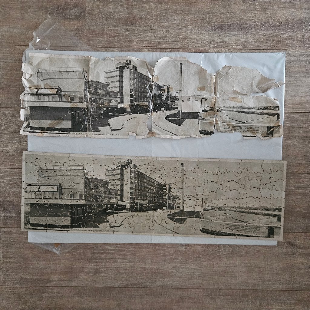 Zeldzame houten Van Nelle reclamepuzzel 1931 +  legvoorbeeld, Ophalen of Verzenden, Gebruikt, Overige typen