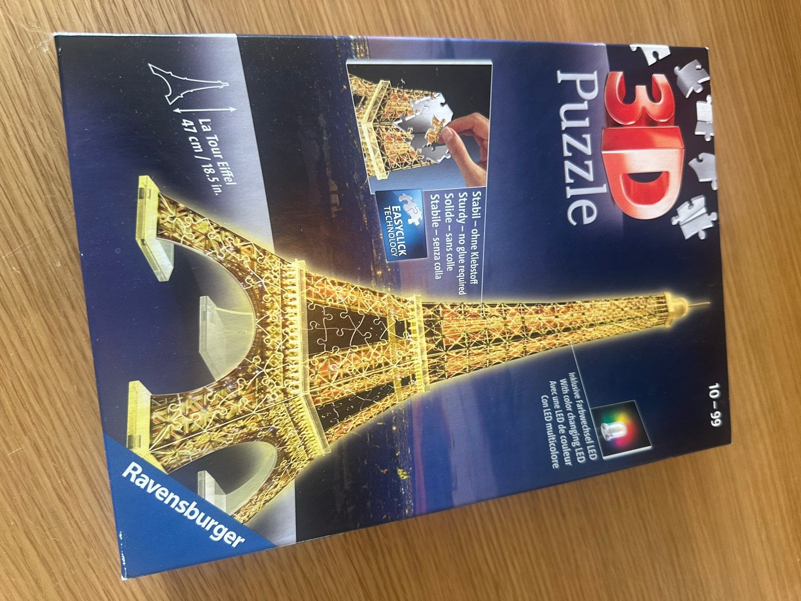 Ravensburger 3D Eiffeltoren Puzzel met LED Verlichting, Ophalen of Verzenden, Minder dan 500 stukjes, Zo goed als nieuw, Rubik's of 3D-puzzel
