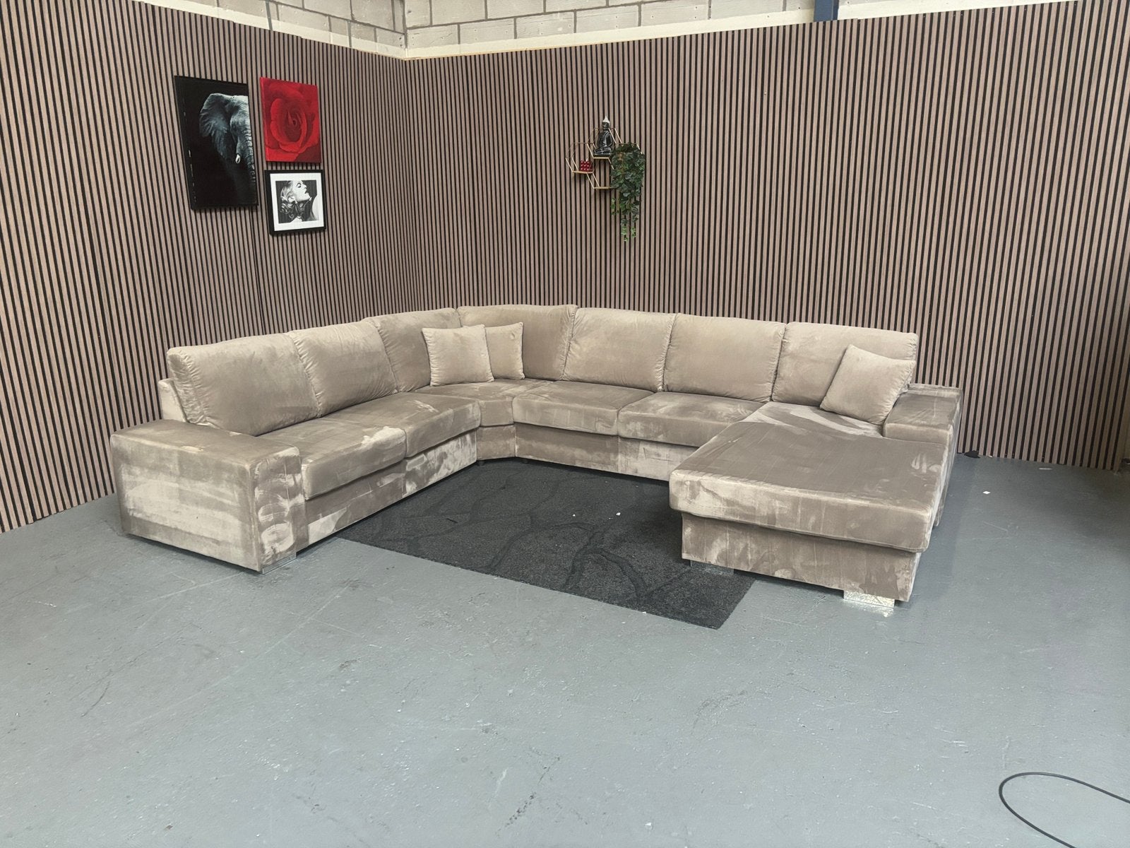 GRATIS LEVERING Velvet U-Bank Beige 350x280x190 GEREINIGD