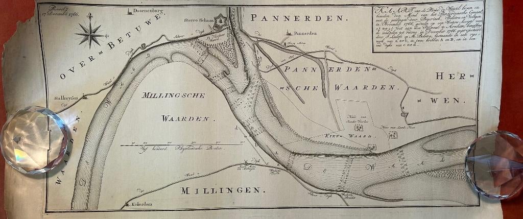 Negen achttiende-eeuwse kaarten van de Waal, Henfrik van Straalen e.a., Voor 1800, Ophalen of Verzenden, Nederland