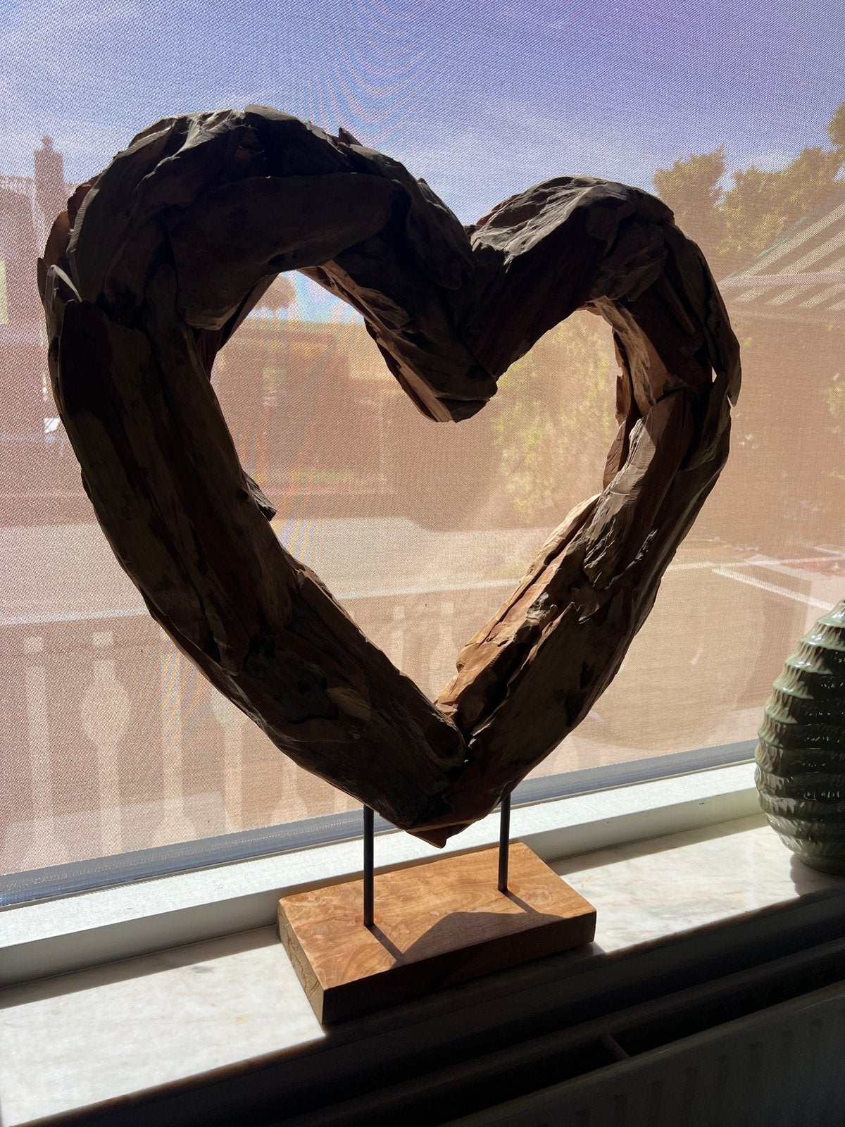 Groot decoratief houten hart op standaard – 90 cm hoog, Ophalen, Hout, Boho, Zo goed als nieuw
