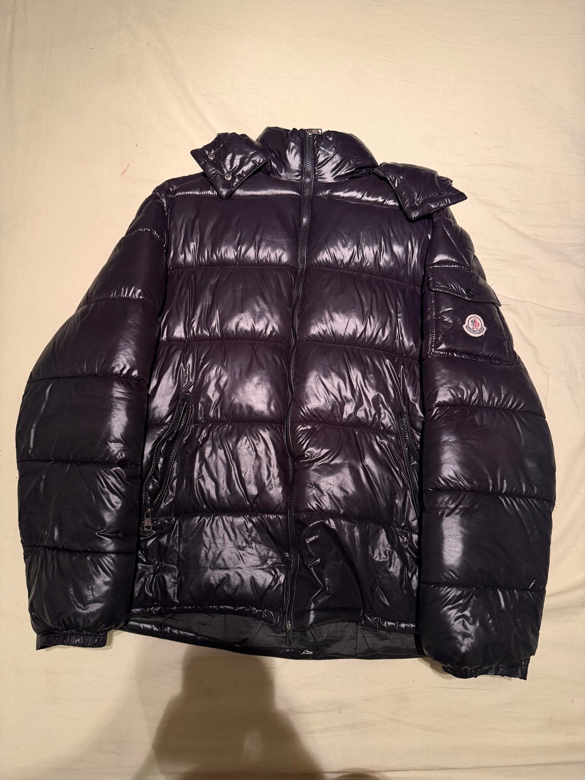 Moncler Maya Puffer Jas Zwart, Kleding | Heren, Jassen | Winter, Ophalen of Verzenden, Gedragen, Overige maten, Zwart