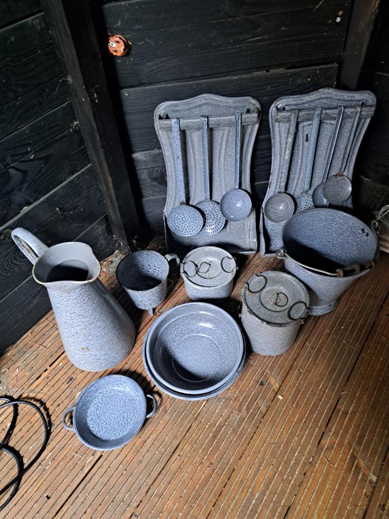 Lotje grijs gewolkt emaille, Antiek en Kunst, Antiek | Emaille, Ophalen