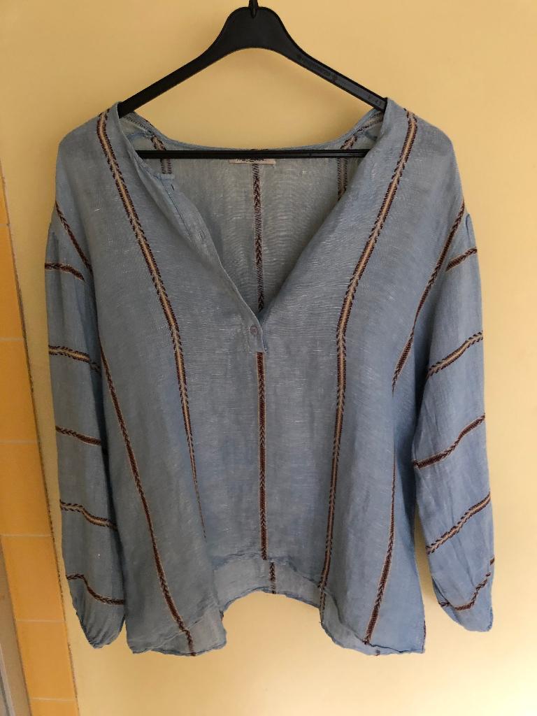 geborduurde linnen blouse Mes Demoiselles M met reparatie, Maat 38/40 (M), Mes Demoiselles, Gedragen, Verzenden