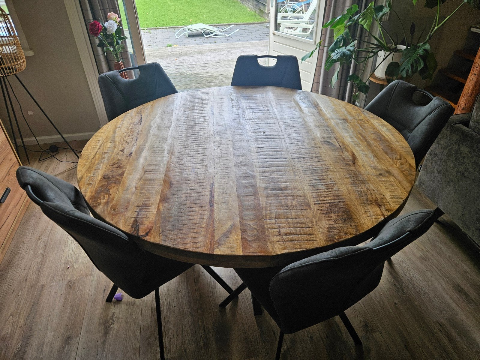 Ronde eettafel 150cm, Huis en Inrichting, Tafels | Eettafels, Ophalen, Rond, Vijf personen of meer, 100 tot 150 cm