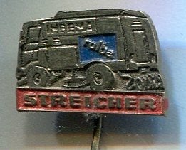 IMBEMA Rolba Streicher zilverkl veegmachine speldje( G_207), Verzenden, Zo goed als nieuw, Transport, Speldje of Pin