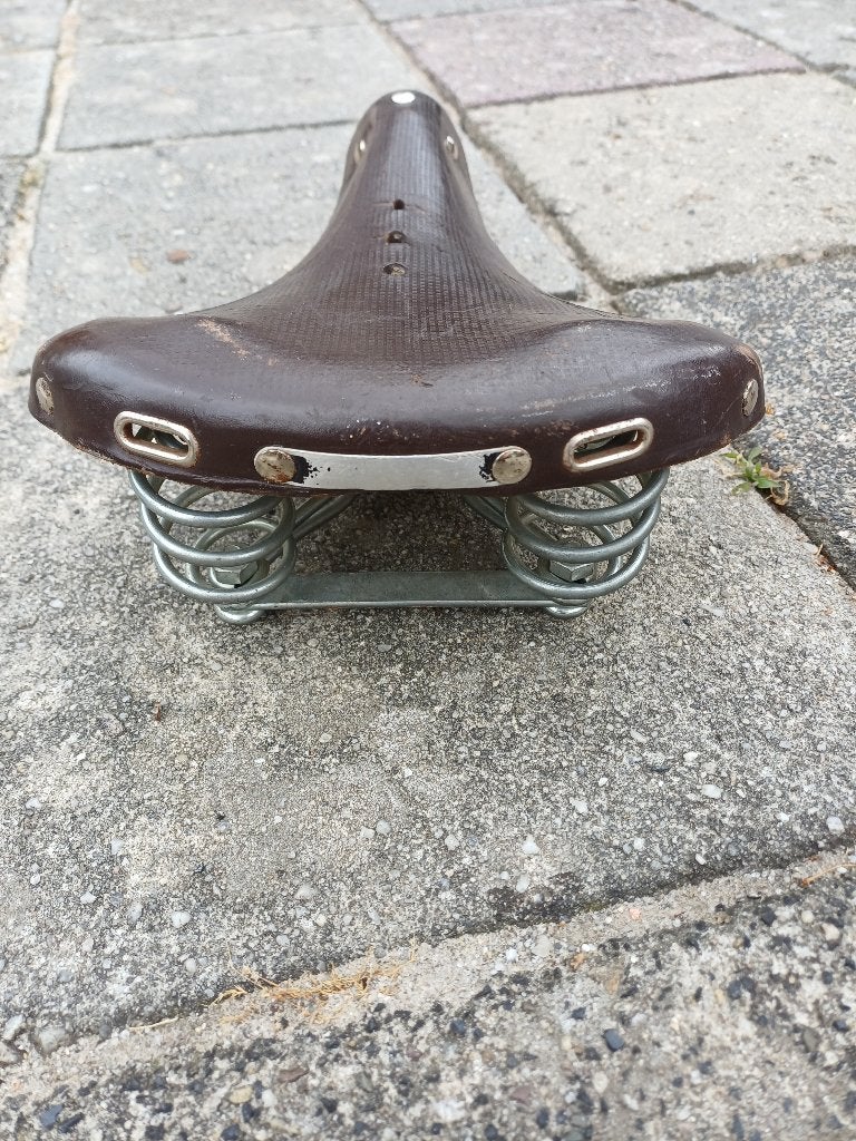 Leren Lepper fietszadel, Fietsen en Brommers, Fietsonderdelen, Ophalen, Toerfiets, Gebruikt, Leer
