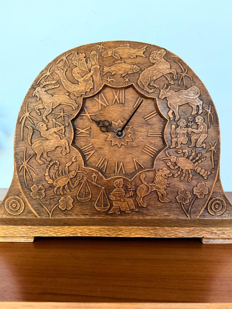 Vintage eikenhouten pendule klok, Art Nouveau ‘73, Ophalen of Verzenden