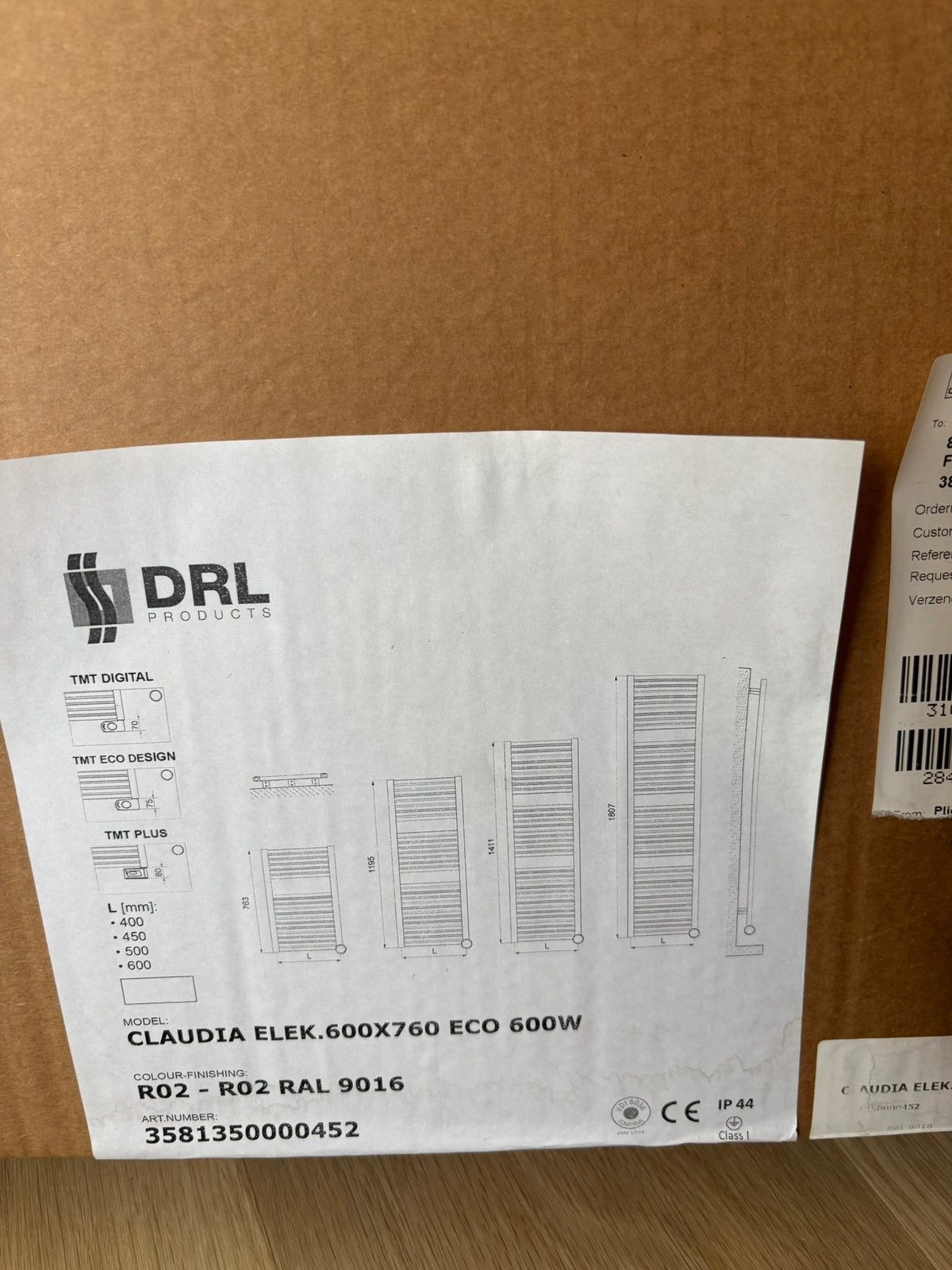 Elektrische radiator wit 600x760 600W (DRL Claudia Eco), 30 tot 80 cm, Radiator, Nieuw, Minder dan 60 cm