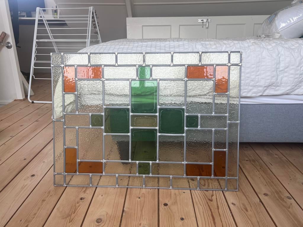 Glas in lood, oranje/groen, Ophalen