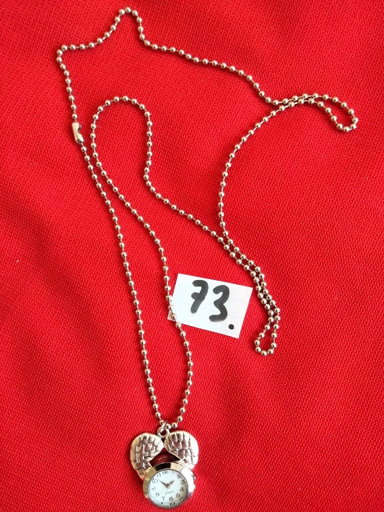 Zilverkleurige ketting met hartjes en horloge hanger, Ophalen, Nieuw, Zilver, Overige materialen