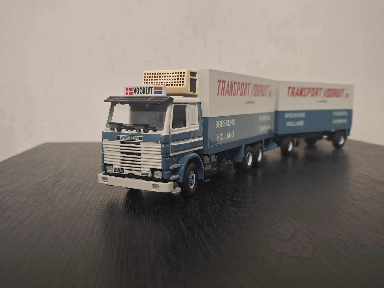 Tekno Scania 143M Transport Vooruit Breskens, Ophalen of Verzenden, Zo goed als nieuw, Bus of Vrachtwagen, Tekno