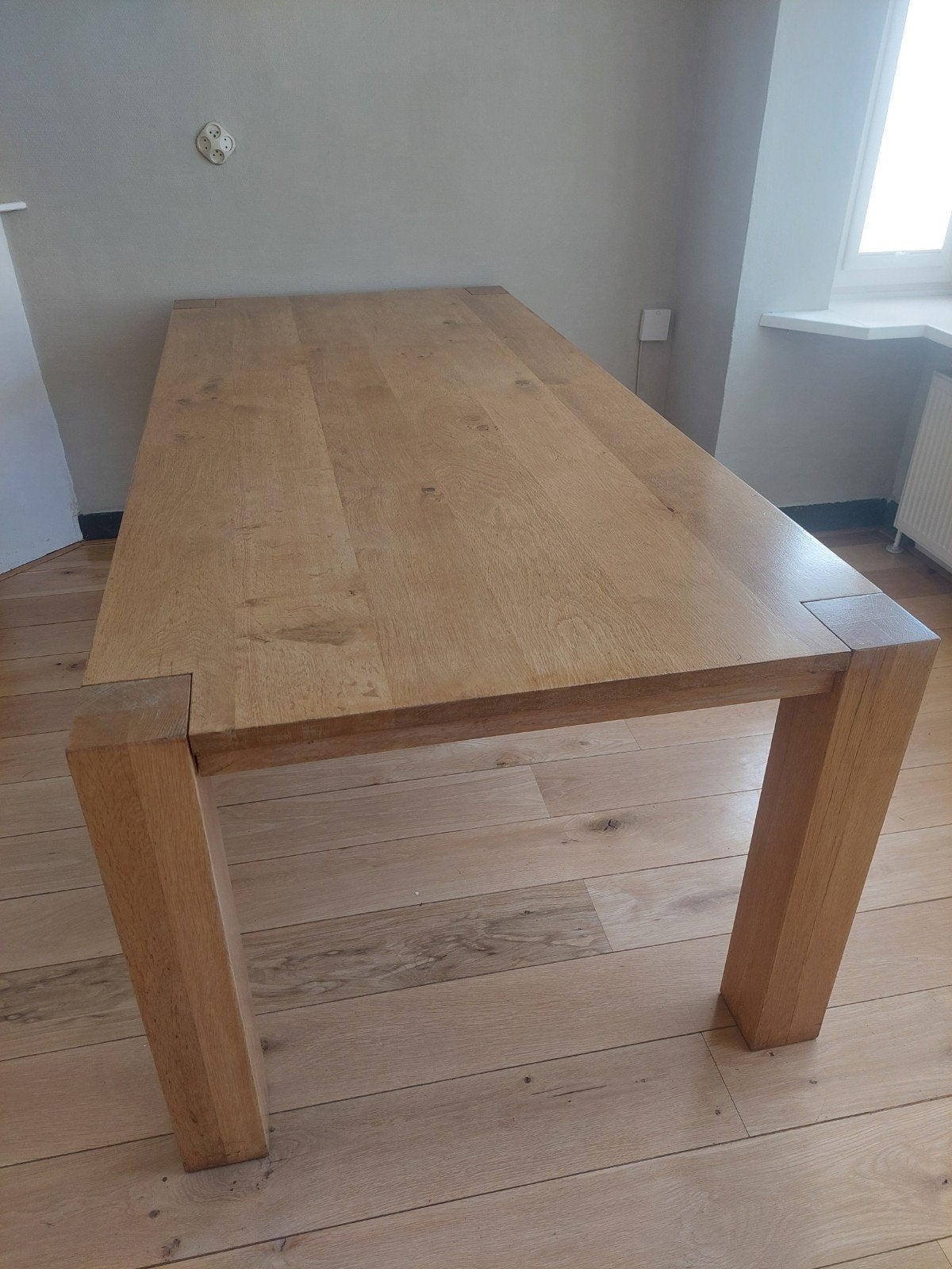 Eikenhouten eettafel 220x100, Huis en Inrichting, Ophalen, Gebruikt, Rechthoekig, 50 tot 100 cm