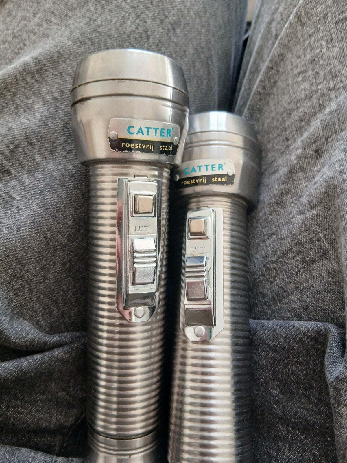 Vintage Catter Roestvrij Staal Zaklampen (Set van 2) mp1, Ophalen of Verzenden