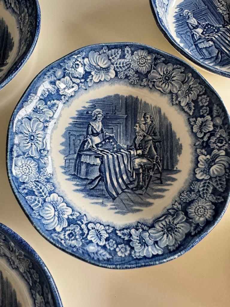 5 vintage Liberty Blue schaaltjes – Betsy Ross, Ophalen