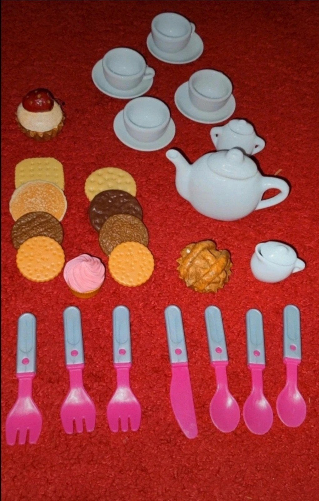 Theeserviesje met gebakjes en bestek voor kinderen, Verzenden, Gebruikt, Jongen of Meisje