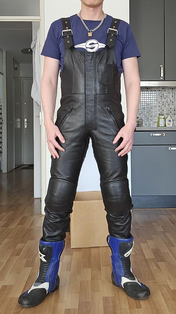 Leren motorbroek - tuinbroek model, Motoren, Kleding | Motorkleding, JTS, Broek | leer, Heren, Ophalen of Verzenden
