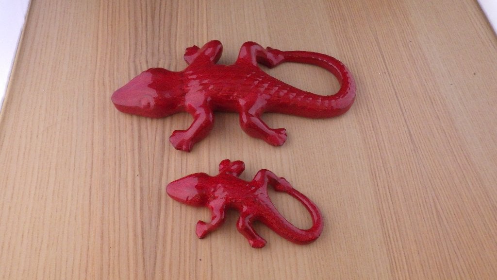 jaren '70 salamanders van keramiek in de kleur rood, Ophalen of Verzenden, Overige typen